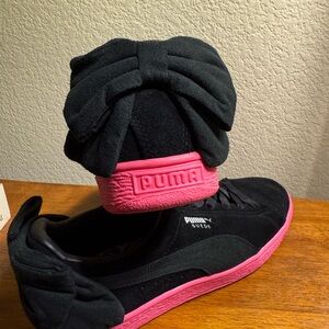Puma Black and Pink Suede Sneakers 9.5